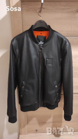 Kожен бомбър/яке River Island, размер S, черен цвят