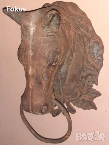 Уникална находка Старо чугунено чукало за врата конска глава, снимка 2 - Антикварни и старинни предмети - 53422873