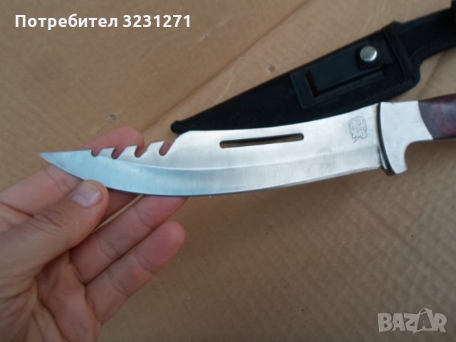 Голям ловджииски нож с калъф-красавец, снимка 5 - Ножове - 34836412