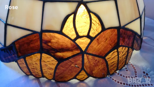 Тифани Tiffany - лампа и абажур, бежова гама, барок, снимка 14 - Настолни лампи - 50086818