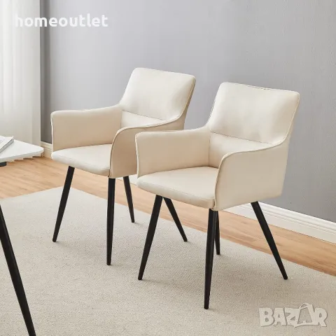 Комплект кадифени трапезни столове тип кресло – 2бр. - C-U-DC-B0324CR, снимка 2 - Столове - 49114923