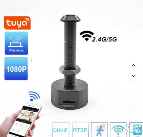 Smart WiFi шпионка за врата, широкоъгълна с нощно виждане, известия при движение, Smartlife Tuya App, снимка 2 - IP камери - 52331063