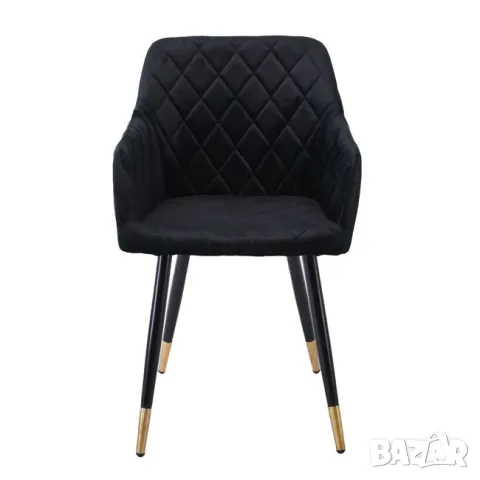 Стол трапезен Rena велурено черно, снимка 4 - Столове - 47640445