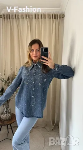 дънкова риза , снимка 14 - Ризи - 49175072