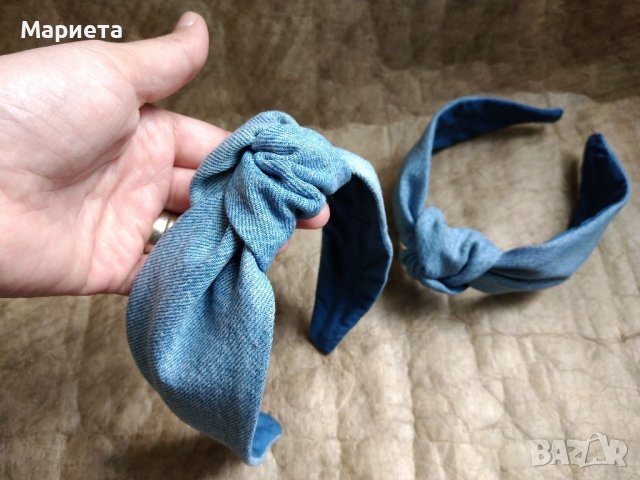 Диадема Деним Дънкова Диадема Диадеми Ръчна Изработка Диадема с възел , снимка 4 - Аксесоари за коса - 40676729