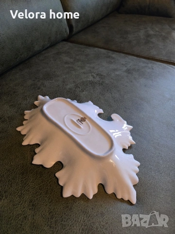 Чиния под формата на листо от ОРИГИНАЛЕН ЧЕШКИ КОБАЛТ, снимка 4 - Чинии - 53180860