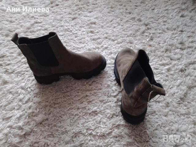 Много актуален модел - тютюневи боти естествен велур / набук, снимка 5 - Дамски боти - 35853749