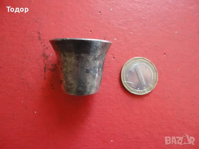 Старинна посребрена чашка рюмка за алкохол 3