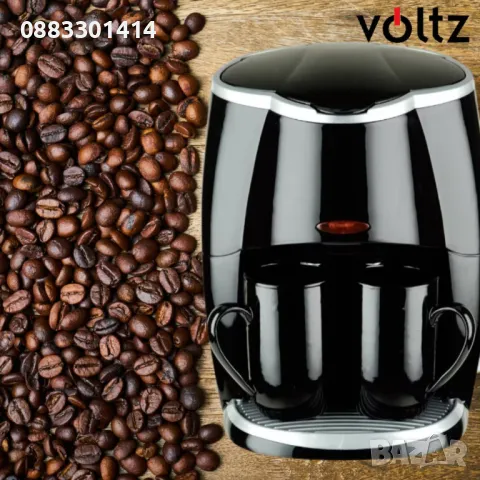 Кафеварка Rosberg R51170A 450W с две чаши Черна , снимка 5 - Кафемашини - 47632407