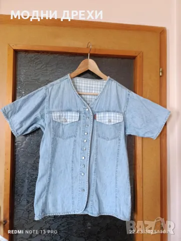 Продавам много интересна дънкова риза № S/М., снимка 1