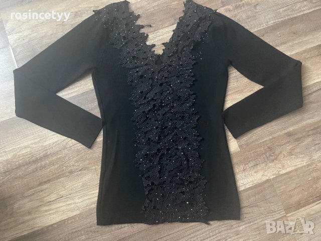 черна блузка с интересен гръб, снимка 8 - Блузи с дълъг ръкав и пуловери - 36164210