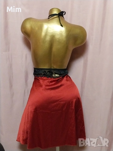 2XL Нощница от червен сатен и черна дантела , снимка 5 - Нощници - 53671910