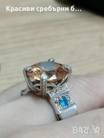 Масивен сребърен пръстен с камъни, снимка 7 - Пръстени - 49828875