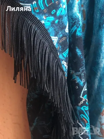 Красиво тюркоазено пончо, снимка 3 - Жилетки - 48558847