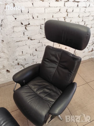 Кожено дизайнерско релакс кресло, снимка 10 - Дивани и мека мебел - 50540250