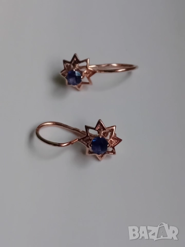 Антикварни руски златни обеци със сапфири, снимка 4 - Обеци - 52717078