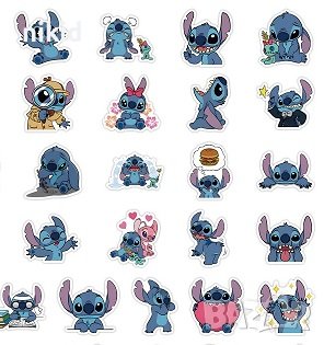 60 бр Лило и Стич lilo stitch самозалепващи лепенки стикери за украса декор картонена торта парти, снимка 4 - Други - 42200330