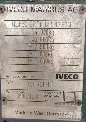 ИВЕКО МАГЕРУС 24 330 кран с щипка 1990, снимка 14 - Камиони - 42669509