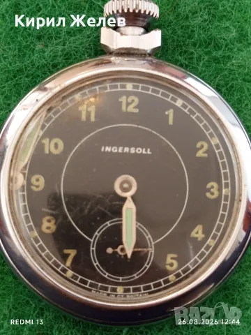 Джобен часовник INGERSOLL Made in Britain рядък за КОЛЕКЦИОНЕРИ 30753, снимка 5 - Джобни - 55815777