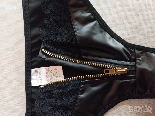 XL Черна еластична полупрашка с цип, снимка 2 - Бельо - 51853368