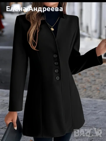 Елегантно дамско  макси палто в черен цвят