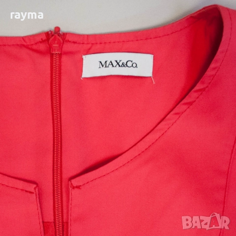 Max & Co червена памучна рокля , снимка 4 - Рокли - 51735690