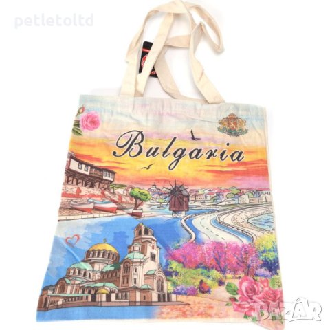 Сувенирна чанта, текстилна - тип пазарска - декорирана със забележителности от България 33см Х 37см, снимка 8 - Други - 44446588