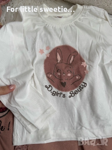 Памучен сет от 3 части 🐰 с блузка дълъг ръкав  , снимка 2 - Детски комплекти - 53811900