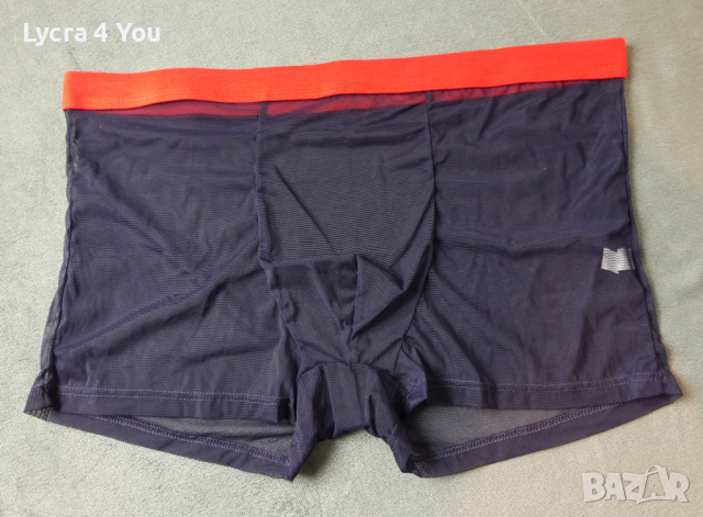 XL/2XL мъжки тъмносини тюлени боксерки с червен ластик