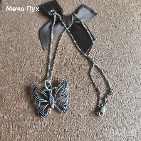 Сребърен синджир с висулка Пеперуда (318)