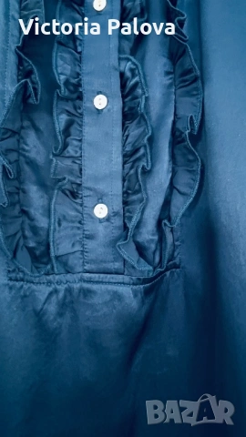 Винтидж синя копринена блуза RA-RE - италиански лукс от 90-те, снимка 8 - Блузи с дълъг ръкав и пуловери - 53032685