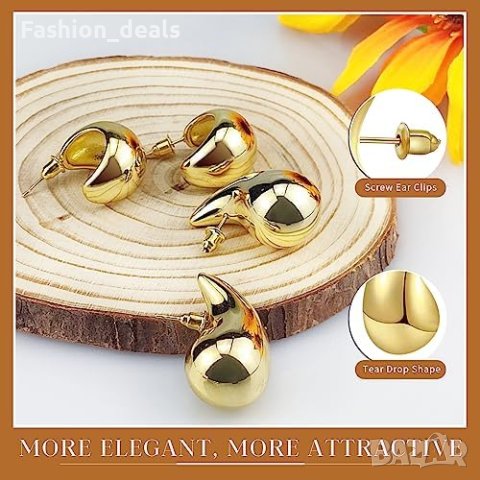 Нови Златни обеци халки 18K златно покритие Жени Момичета Подарък , снимка 5 - Обеци - 42029773