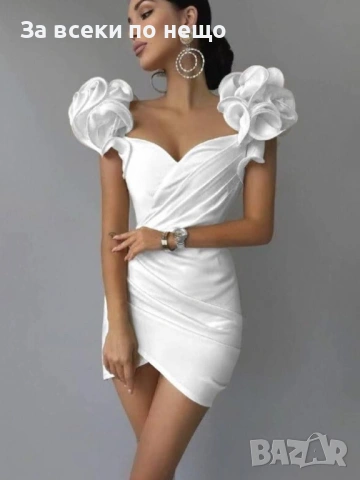 Дамска Официална Къса Сатенена Рокля - Различни Цветове Код Pink16