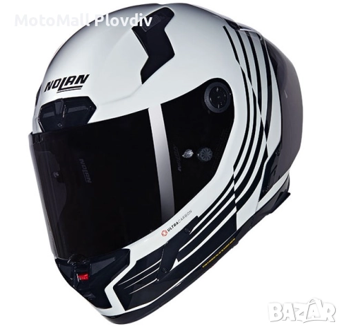 Каска Nolan X-804 RS Ultra Carbon Ala 344 White Black - Гланц ECE 22.06, снимка 4 - Аксесоари и консумативи - 51889940