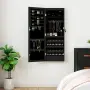 vidaXL Огледален шкаф за бижута с LED осветление, стенен монтаж, черен, снимка 2