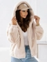 Бежово пухкаво дамско късо яке, снимка 2