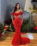 Бална рокля Русалка в червено, снимка 1 - Рокли - 40849772