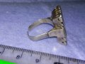 РАЗКОШЕН Старинен АРТ НУВО ФЛОРАЛЕН Регулируем СРЕБЪРЕН ПРЪСТЕН с Буква М Висока ПРОБА СРЕБРО 40645, снимка 8