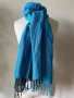 Синьо/ кафяв шал с 60 % лен и памук и 40 % вискоза, снимка 3