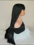 Права черна перука с бретон, снимка 6
