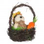 Великденскa декорация, Заек с морков в кошница, 19 см, Многоцветна, снимка 2