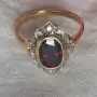 Сребърен пръстен с гранат и позлата., снимка 1