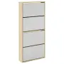 vidaXL Шкаф за обувки 4 нива с огледала, дъб, 63x17x134 cм, снимка 1