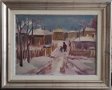 Никола Даскалов 1941 - 2010 Зимно утро пейзаж картина с маслени бои , снимка 1