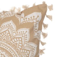Декоративна  възглавница, Mandala Tassels, 45x45cм, Бежово/ бяло, снимка 3 - Възглавници - 40998204