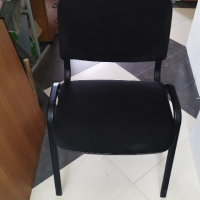 Посетителски офис стол текстилна дамаска  черна , снимка 7 - Столове - 44716139