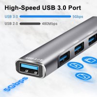 Jstoo 4-портов ултра тънък USB-C хъб за данни,1 x USB 3.0/3 x USB 2.0/USB C адаптер,MacBook Pro/Air, снимка 2 - Лаптоп аксесоари - 41721380