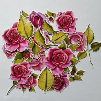 Изрязани елементи от картон Pink roses 25 бр - R037, снимка 2 - Други - 41562860