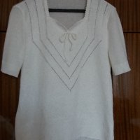 Бяла блузка с къс ръкав, снимка 1 - Тениски - 42015823