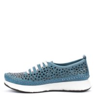 Дамски обувки от естествена кожа с перфорация в синьо , снимка 2 - Дамски ежедневни обувки - 41895245